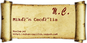 Mikán Cecília névjegykártya